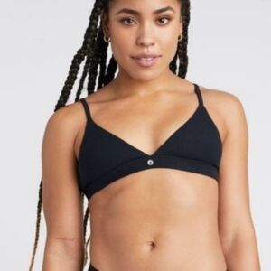 PEPPER Ribbed Micro Modal Black Bralette Size Large Unlined NWT